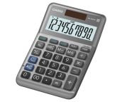 Casio MS-100FM calcolatrice da tavolo con design in metallo. Funzioni disponibili: tasto +/-, tasto doppio zero. Alimentazione combinata.