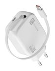 Cellularline Retractable Power 30W Caricabatterie da rete 30W con cavo retrattile USB-C e porta USB-C