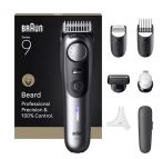 Braun BeardTrimmer 9 BT9520 regolabarba Batteria 52 2 cm Bagnato e secco Nero, Grigio