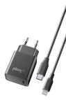 PLOOS - USB-C KIT ADAPTER 18W - USB-C to Lightning Caricabatterie da rete USB-C 18W con cavo USB-C to Lightning