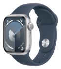 Apple Watch Series 9 GPS Cassa 41mm in Alluminio Argento con Cinturino Sport Blu Tempesta - M/L