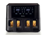 Ariete 4631 Friggitrice ad aria Doppia 9L, 2400W, Capacità totale 9L, 11 programmi, Multifunzione, Fino a 3,6 kg di fritto Temperatura fino a 200°C, Doppio cestello, Nero