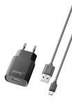 PLOOS - USB KIT ADAPTER 1A - Micro USB Caricabatterie da rete 1A con cavo Micro USB
