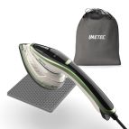 Imetec Steam Easy, ferro da stiro portatile verticale, stira in verticale e orizzontale, piastra ceramica, tripla regolazione di vapore e temperatura, display digitale, pronto in 30", 1200 Watt