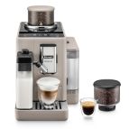 De’Longhi Rivelia EXAM440.55.BG, Macchina Automatica per Caffè in Chicchi, Cappuccino al tocco di un tasto con la Caraffa Montalatte Automatica, 2 portachicchi intercambiabili, 16 bevande dirette, Display Touch, Beige