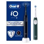 Oral-B iO 2 Spazzolino Elettrico Oral B, Nero e Verde, 1 Testina Di Ricambio, 2 Spazzolini, Delicato sulle Gengive, Efficace sulla placca, Sensore di Pressione