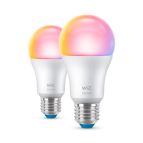 WiZ Lampadina Smart Dimmerabile Luce Bianca o Colorata Attacco E27 60W Goccia 2Pezzi