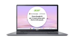 Acer Chromebook Plus 515 CB515-2H-34ZU Laptop con IA Google, 15.6" Full HD, Intel Core i3-1215U, 8GB DDR5-SDRAM, 256GB SSD, Wi-Fi 6E (802.11ax), ChromeOS, Grigio, con funzioni di intelligenza artificiale